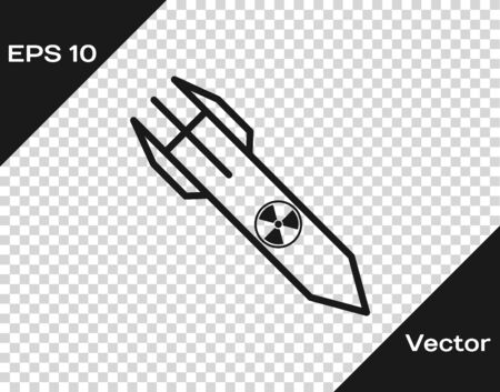 Grey Nuclear rocket icon isolated on transparent background. Rocket bomb flies down. Vector Illustrationのイラスト素材