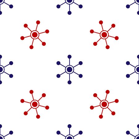 Blue and red Network icon isolated seamless pattern on white background. Global network connection. Global technology or social network. Connecting dots and lines. Vector Illustrationのイラスト素材