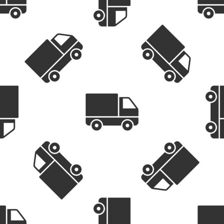 Grey Delivery cargo truck vehicle icon isolated seamless pattern on white background. Vector Illustrationのイラスト素材