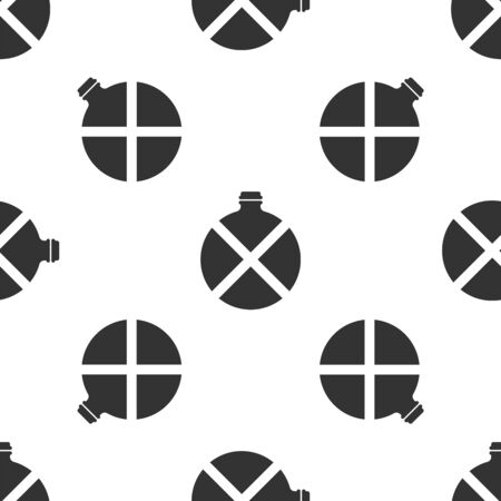 Grey Canteen water bottle icon isolated seamless pattern on white background. Tourist flask icon. Jar of water use in the campaign. Vector Illustrationのイラスト素材