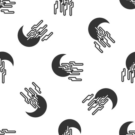 Grey Fog and moon icon isolated seamless pattern on white background. Vector Illustrationのイラスト素材