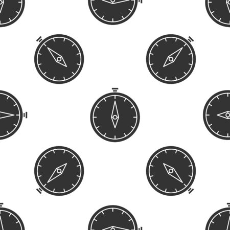 Grey Compass icon isolated seamless pattern on white background. Windrose navigation symbol. Wind rose sign. Vector Illustrationのイラスト素材