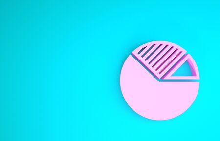 Pink Pie chart infographic icon isolated on blue background. Diagram chart sign. Minimalism concept. 3d illustration 3D renderの写真素材