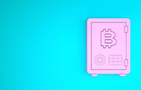 Pink Proof of stake icon isolated on blue background. Cryptocurrency economy and finance collection. Minimalism concept. 3d illustration 3D renderの写真素材