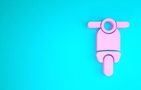 Pink Scooter icon isolated on blue background. Minimalism concept. 3d illustration 3D renderの写真素材