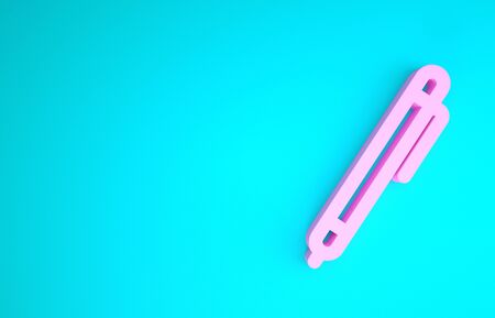 Pink Pen line icon isolated on blue background. Minimalism concept. 3d illustration 3D renderの写真素材