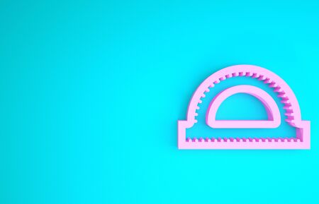Pink Protractor grid for measuring degrees icon isolated on blue background. Tilt angle meter. Measuring tool. Geometric symbol. Minimalism concept. 3d illustration 3D renderの写真素材