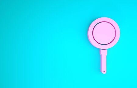 Pink Frying pan icon isolated on blue background. Fry or roast food symbol. Minimalism concept. 3d illustration 3D renderの写真素材