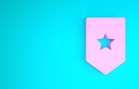 Pink Chevron icon isolated on blue background. Military badge sign. Minimalism concept. 3d illustration 3D renderの写真素材