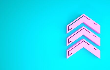 Pink Military rank icon isolated on blue background. Military badge sign. Minimalism concept. 3d illustration 3D renderの写真素材