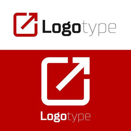 Red Open in new window icon isolated on white background. Open another tab button sign. Browser frame symbol. External link sign. Logo design template element. Vector Illustrationのイラスト素材