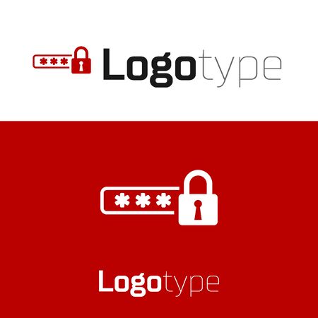 Red Password protection and safety access icon isolated on white background. Lock icon. Security, safety, protection, privacy concept. Logo design template element. Vector Illustrationのイラスト素材
