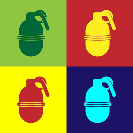 Color Hand grenade icon isolated on color background. Bomb explosion. Vector Illustrationのイラスト素材
