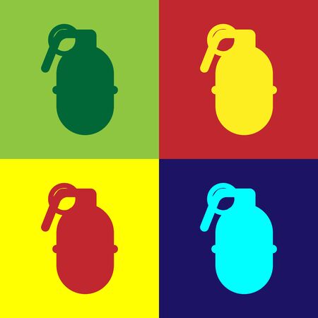 Color Hand grenade icon isolated on color background. Bomb explosion. Vector Illustrationのイラスト素材