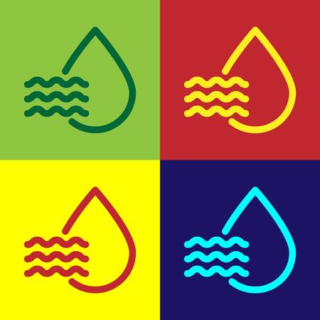 Color Water drop percentage icon isolated on color background. Humidity analysis. Vector Illustrationのイラスト素材