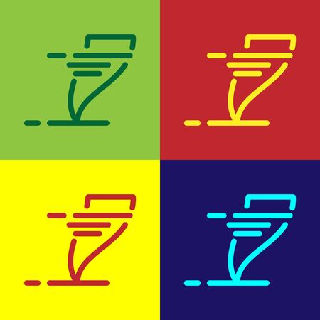 Color Tornado icon isolated on color background. Cyclone, whirlwind, storm funnel, hurricane wind or twister weather icon. Vector Illustrationのイラスト素材
