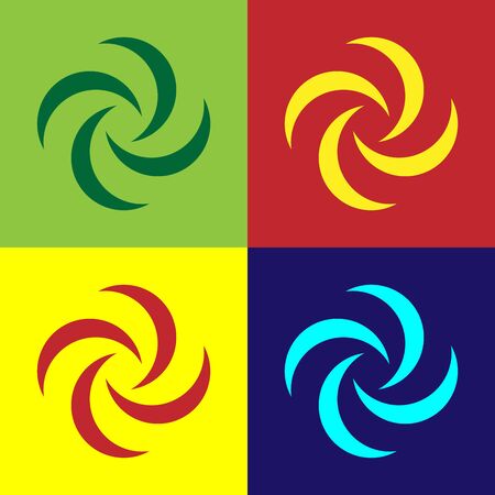 Color Tornado icon isolated on color background. Cyclone, whirlwind, storm funnel, hurricane wind or twister weather icon. Vector Illustrationのイラスト素材