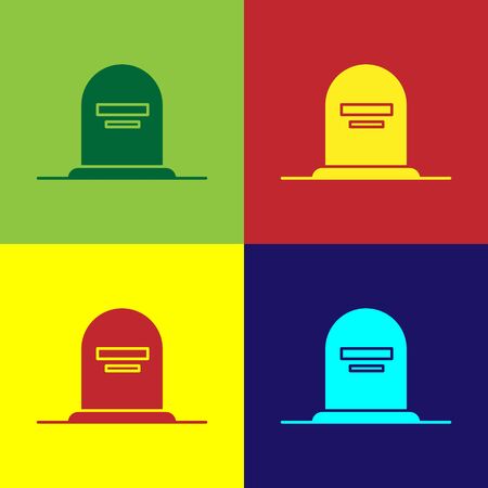 Color Tombstone with RIP written on it icon isolated on color background. Grave icon. Vector Illustrationのイラスト素材