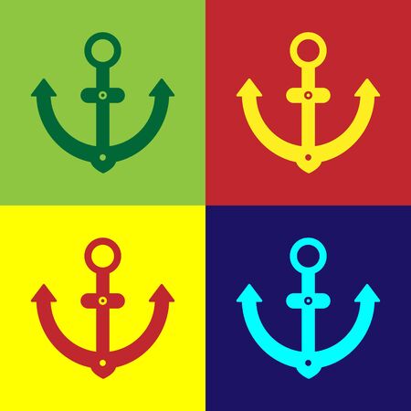 Color Anchor icon isolated on color background. Vector Illustrationのイラスト素材