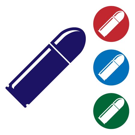 Blue Bullet icon isolated on white background. Set color icons in circle buttons. Vector Illustrationのイラスト素材