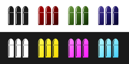 Set Bullet icon isolated on black and white background. Vector Illustrationのイラスト素材