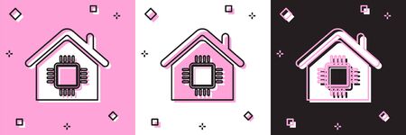 Set Smart home icon isolated on pink and white, black background. Remote control. Vector Illustrationのイラスト素材