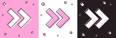 Set Arrow icon isolated on pink and white, black background. Direction Arrowhead symbol. Navigation pointer sign. Vector Illustrationのイラスト素材