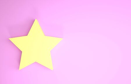 Yellow Star icon isolated on pink background. Favorite, best rating, award symbol. Minimalism concept. 3d illustration 3D renderの写真素材