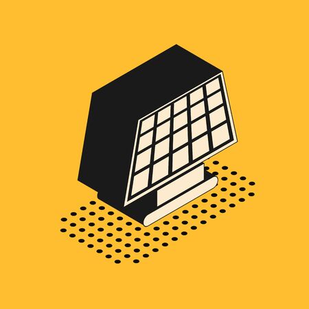Isometric Solar energy panel icon isolated on yellow background.  Vector Illustrationのイラスト素材