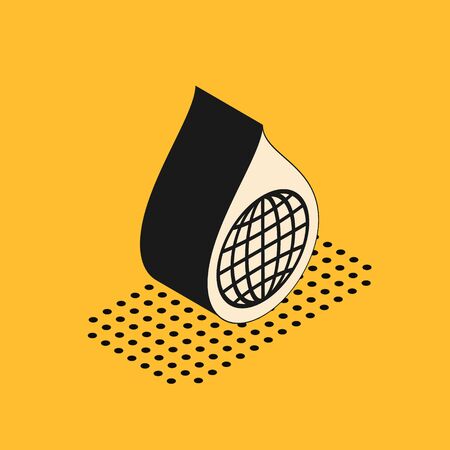 Isometric Earth planet in water drop icon isolated on yellow background. World globe and water drop. Saving water and world environmental protection. Vector Illustrationのイラスト素材