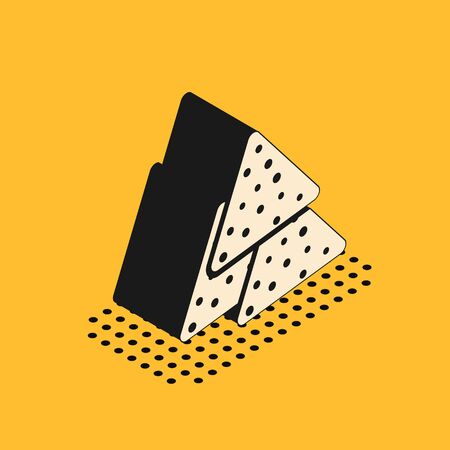 Isometric Nachos icon isolated on yellow background. Tortilla chips or nachos tortillas. Traditional mexican fast food. Vector Illustrationのイラスト素材