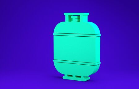 Green Propane gas tank icon isolated on blue background. Flammable gas tank icon. Minimalism concept. 3d illustration 3D renderの写真素材