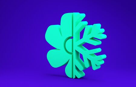 Green Air conditioner icon isolated on blue background. Minimalism concept. 3d illustration 3D renderの写真素材