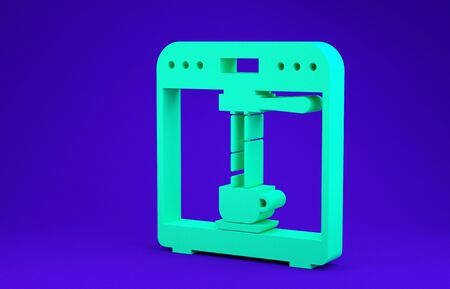 Green Coffee machine and coffee cup icon isolated on blue background. Minimalism concept. 3d illustration 3D renderの写真素材