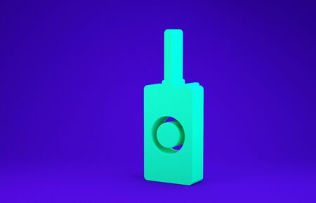 Green Remote control icon isolated on blue background. Minimalism concept. 3d illustration 3D renderの写真素材