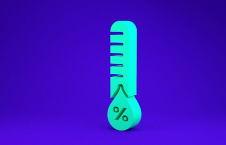 Green Humidity icon isolated on blue background. Weather and meteorology, thermometer symbol. Minimalism concept. 3d illustration 3D renderの写真素材