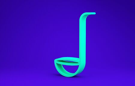 Green Kitchen ladle icon isolated on blue background. Cooking utensil. Cutlery spoon sign. Minimalism concept. 3d illustration 3D renderの写真素材