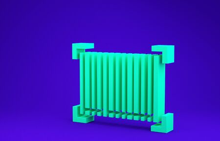 Green Barcode icon isolated on blue background. Minimalism concept. 3d illustration 3D renderの写真素材