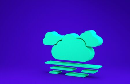 Green Cloud icon isolated on blue background. Minimalism concept. 3d illustration 3D renderの写真素材
