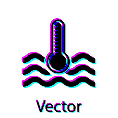Black Water thermometer measuring heat and cold icon isolated on white background. Thermometer equipment showing hot or cold weather. Vector Illustrationのイラスト素材