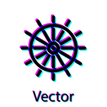 Black Ship steering wheel icon isolated on white background. Vector Illustrationのイラスト素材