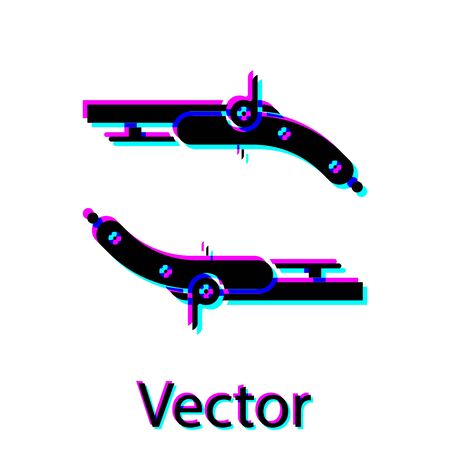 Black Vintage pistols icon isolated on white background. Ancient weapon. Vector Illustrationのイラスト素材