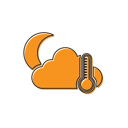 Orange Thermometer and cloud with moon icon isolated on white background. Vector Illustrationのイラスト素材