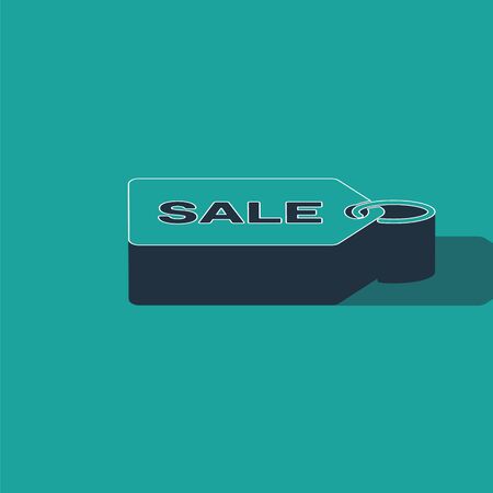 Isometric Price tag with an inscription Sale icon isolated on green background. Badge for price. Promo tag discount. Vector Illustrationのイラスト素材