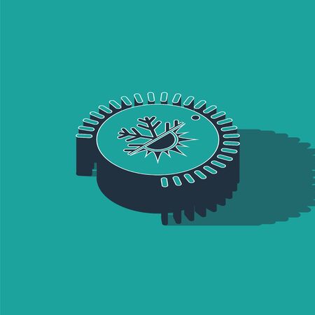 Isometric Thermostat icon isolated on green background. Temperature control. Vector Illustrationのイラスト素材