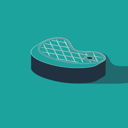 Isometric Steak meat icon isolated on green background. Vector Illustrationのイラスト素材