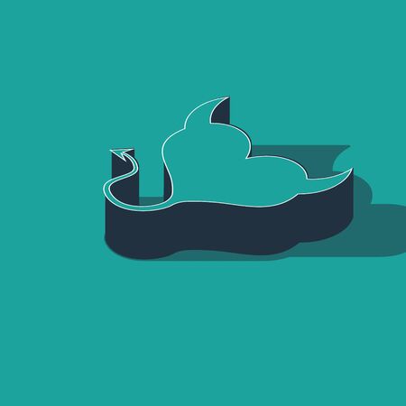 Isometric Devil heart with horns and a tail icon isolated on green background. Valentines Day symbol. Vector Illustrationのイラスト素材