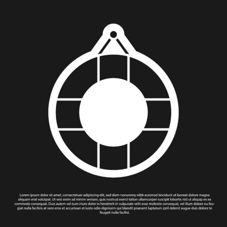 Black Lifebuoy icon isolated on black background. Lifebelt symbol. Vector Illustrationのイラスト素材
