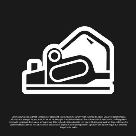 Black Electric planer tool icon isolated on black background. Vector Illustrationのイラスト素材