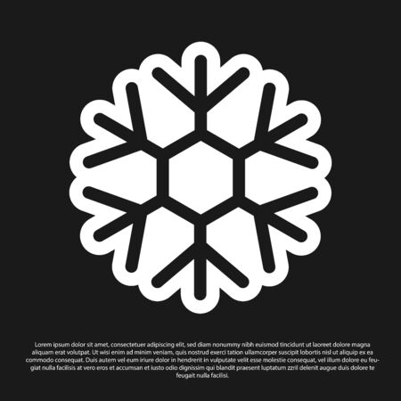 Black Snowflake icon isolated on black background. Vector Illustrationのイラスト素材